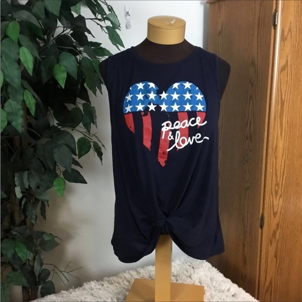 JOE Boxer tank top Woman’s 2X peace and love heart crew neck summer